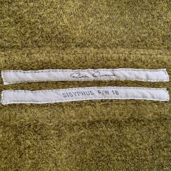 NWT RICK OWENS FW 18 Sisyphus Zip Up "Dirty Green" Hooded Sweater Wool Gorgeous - Picture 3 of 15